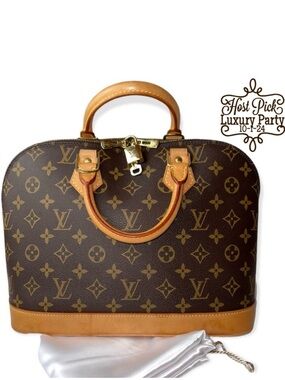 LOUIS VUITTON Monogram Alma Satchel Vintage LV Two Way Handbag Lock & 1 Key